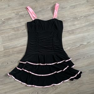 taboo pink and black tiered ruffle dress